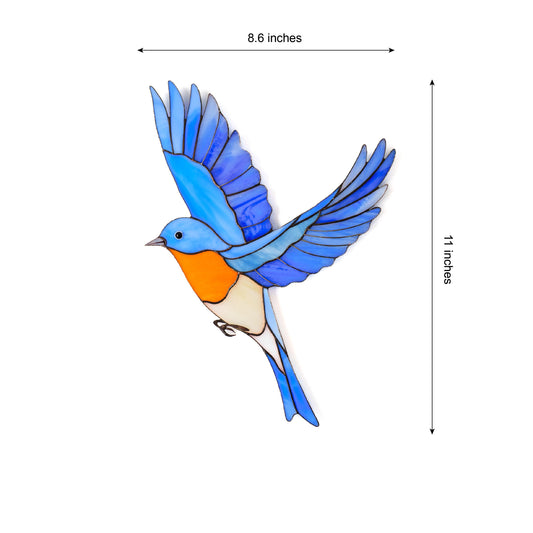 Sialia Stained Glass Wall Hanging – Handmade Bird Decor & Gift