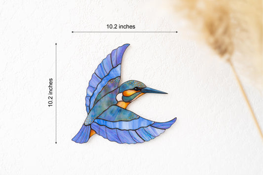 Kingfisher Stained Glass Wall Hanging - Vibrant Bird in Flight