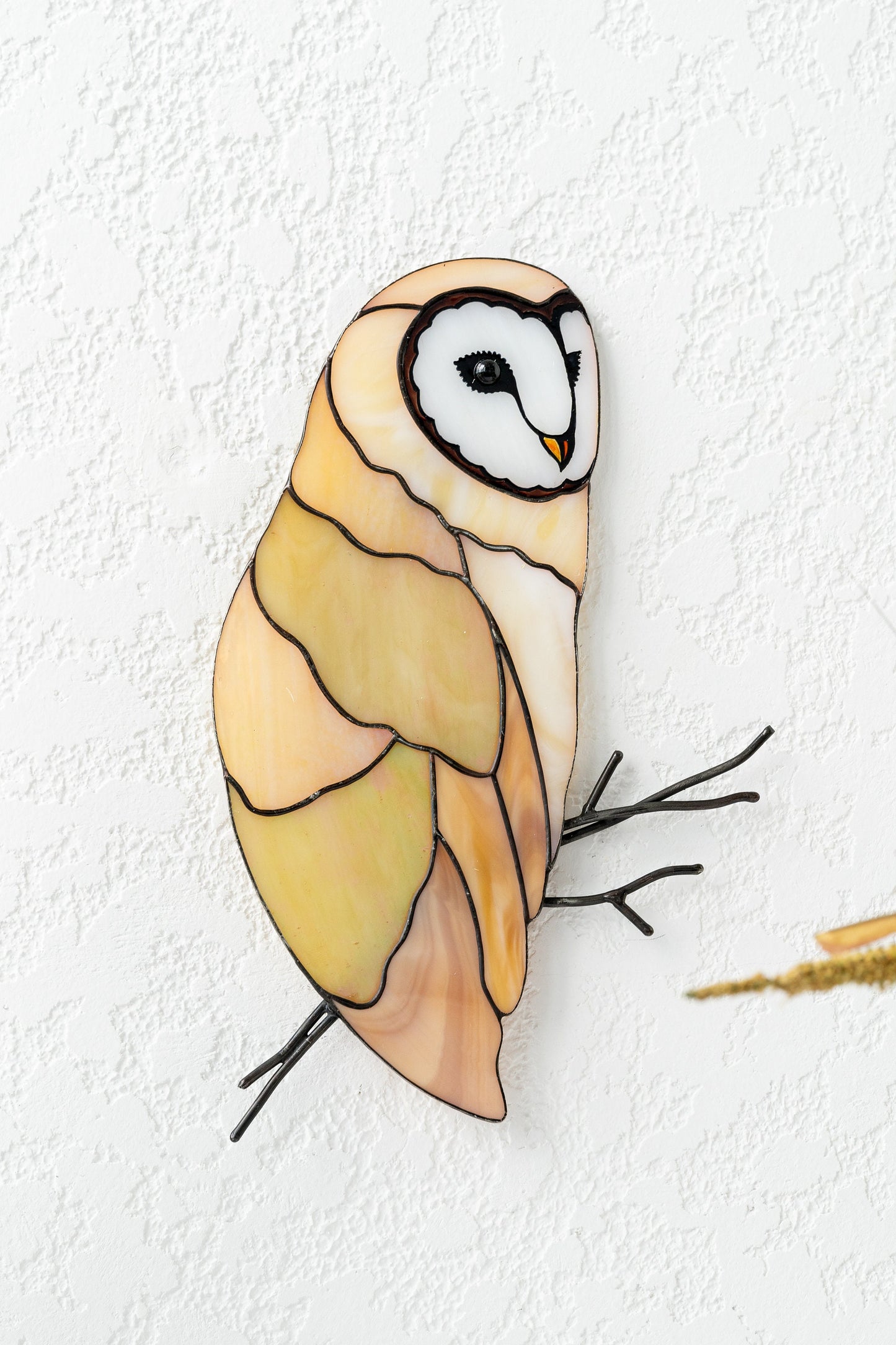 Barn Owl Stained Glass Wall Hanging – Handmade Bird Decor & Gift