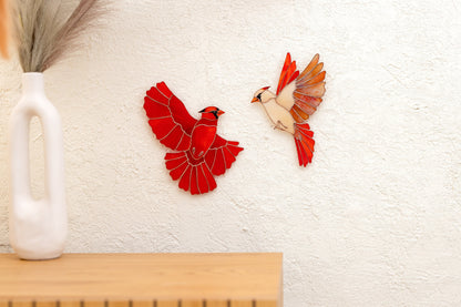 Stained Glass Red Cardinal Wall Hanging – Holiday Memorial Decor