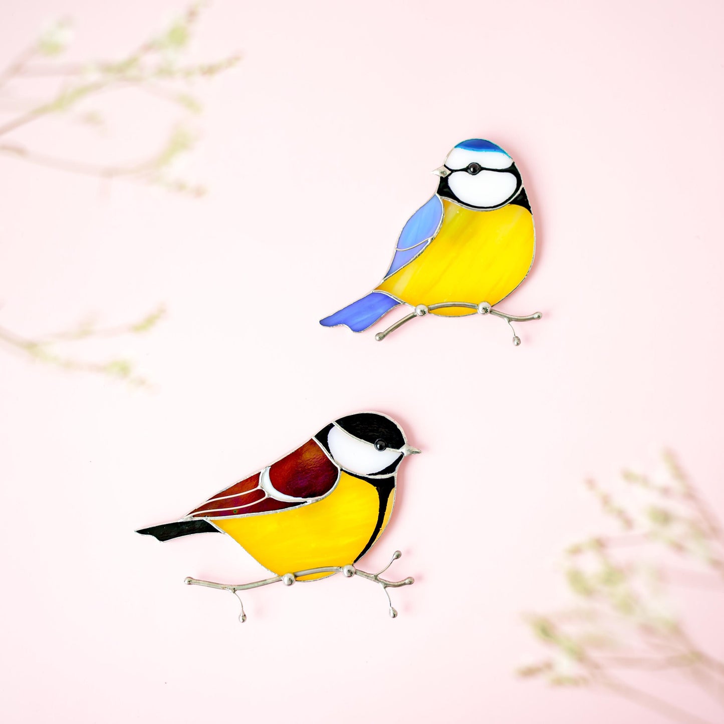 Brown Chickadee Stained Glass Magnet – Handmade Bird Refrigerator Decor & Gift