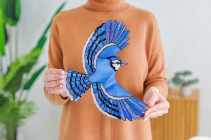 Blue Jay Stained Glass Wall Hanging - Handmade Bird Decor & Gift