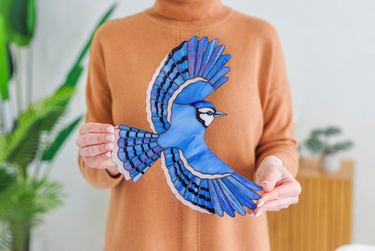 Blue Jay Stained Glass Wall Hanging - Handmade Bird Decor & Gift