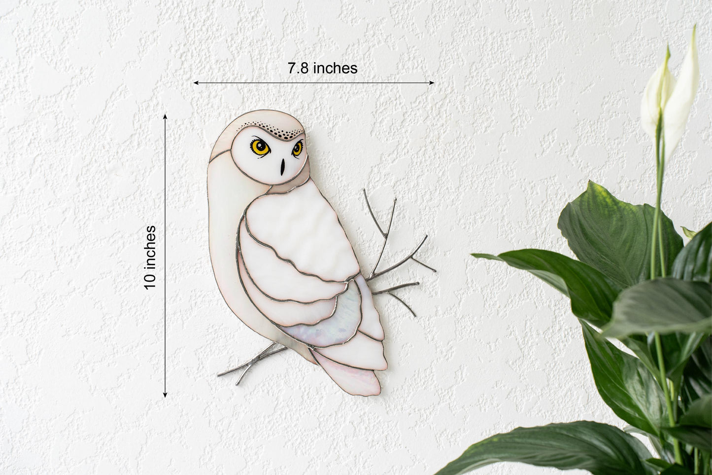 Snowy Owl Stained Glass Wall Hanging – Handmade Bird Decor & Gift