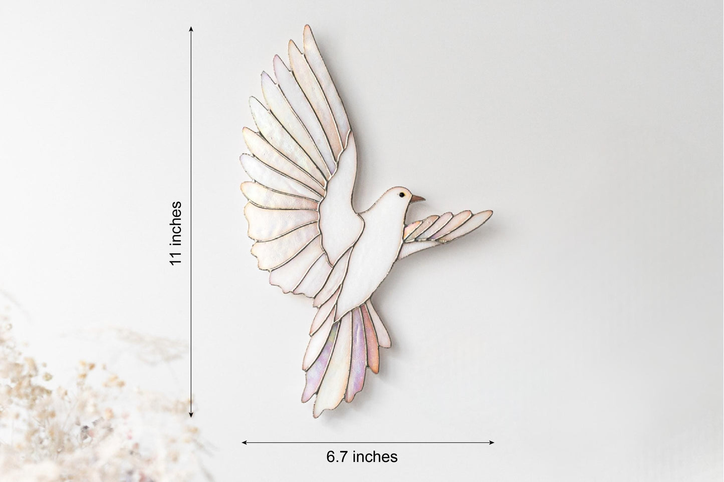 White Dove Stained Glass Wall Hanging – Handmade Bird Decor & Gift