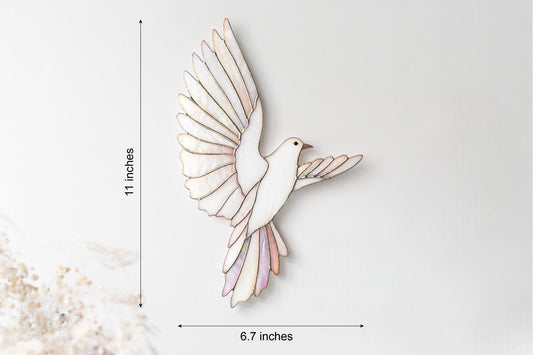 White Dove Stained Glass Wall Hanging – Handmade Bird Decor & Gift