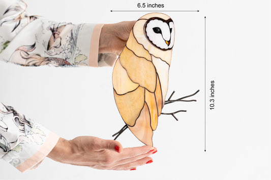 Barn Owl Stained Glass Wall Hanging – Handmade Bird Decor & Gift