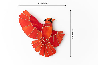 Stained Glass Red Cardinal Wall Hanging – Holiday Memorial Decor