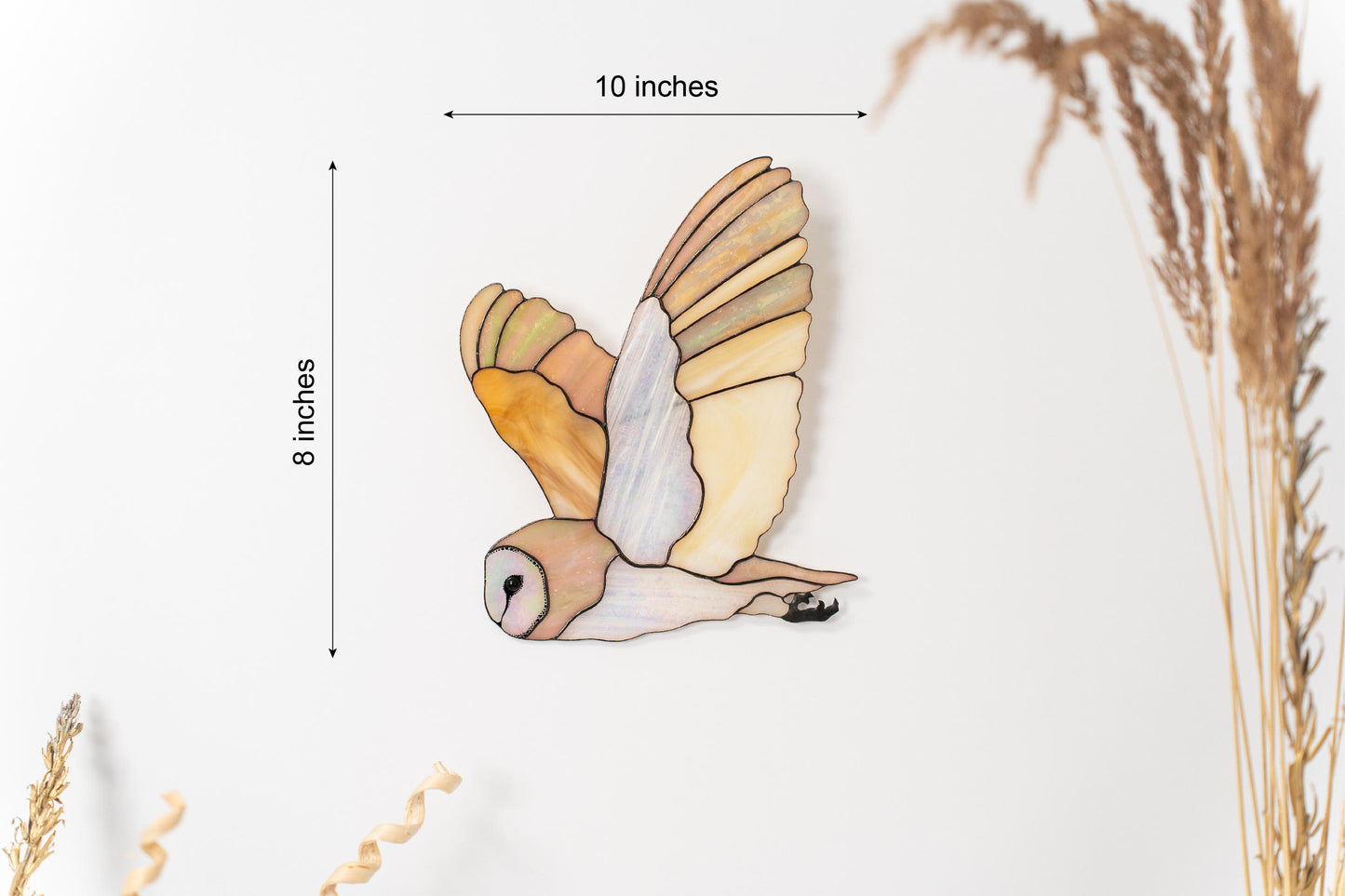 Barn Owl Stained Glass Wall Hanging – Woodland Bird Decor