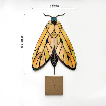 Moth Stained Glass Table Decor – Boho Handmade Glass Art
