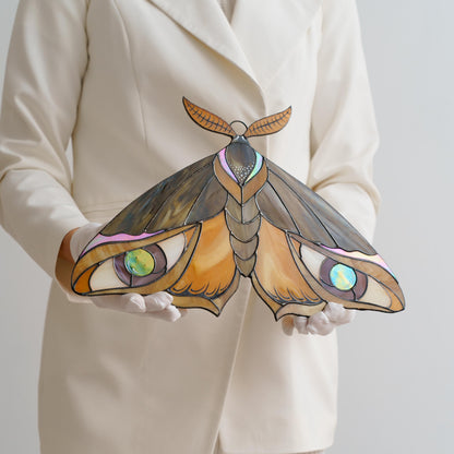Moth Stained Glass Wall Hanging – Handmade Nature Decor & Gift