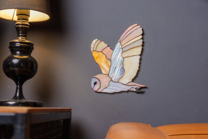 Barn Owl Stained Glass Wall Hanging – Woodland Bird Decor