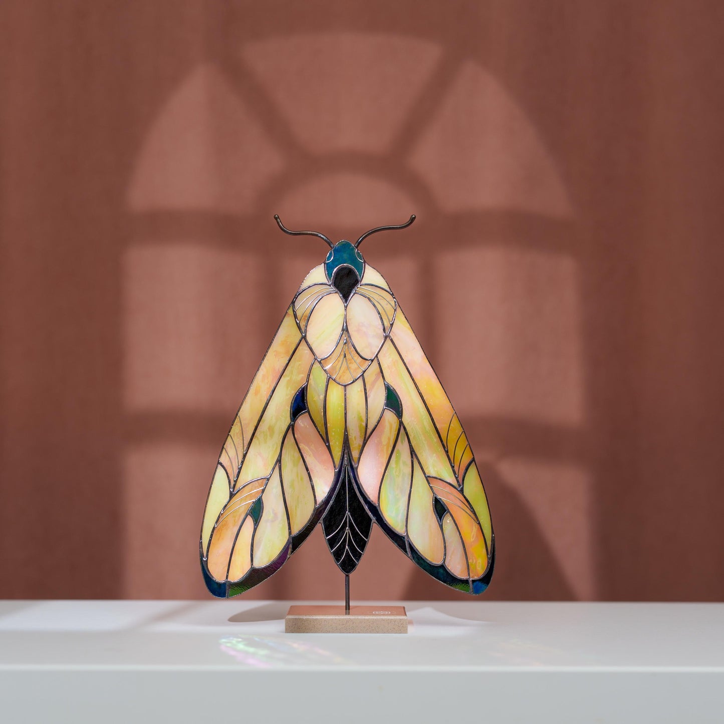 Moth Stained Glass Table Decor – Boho Handmade Glass Art