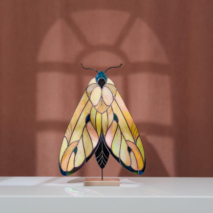 Moth Stained Glass Table Decor – Boho Handmade Glass Art