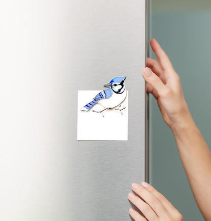 Blue Jay Stained Glass Magnet – Handmade Bird Refrigerator Decor & Gift