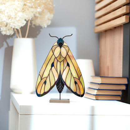 Moth Stained Glass Table Decor – Boho Handmade Glass Art