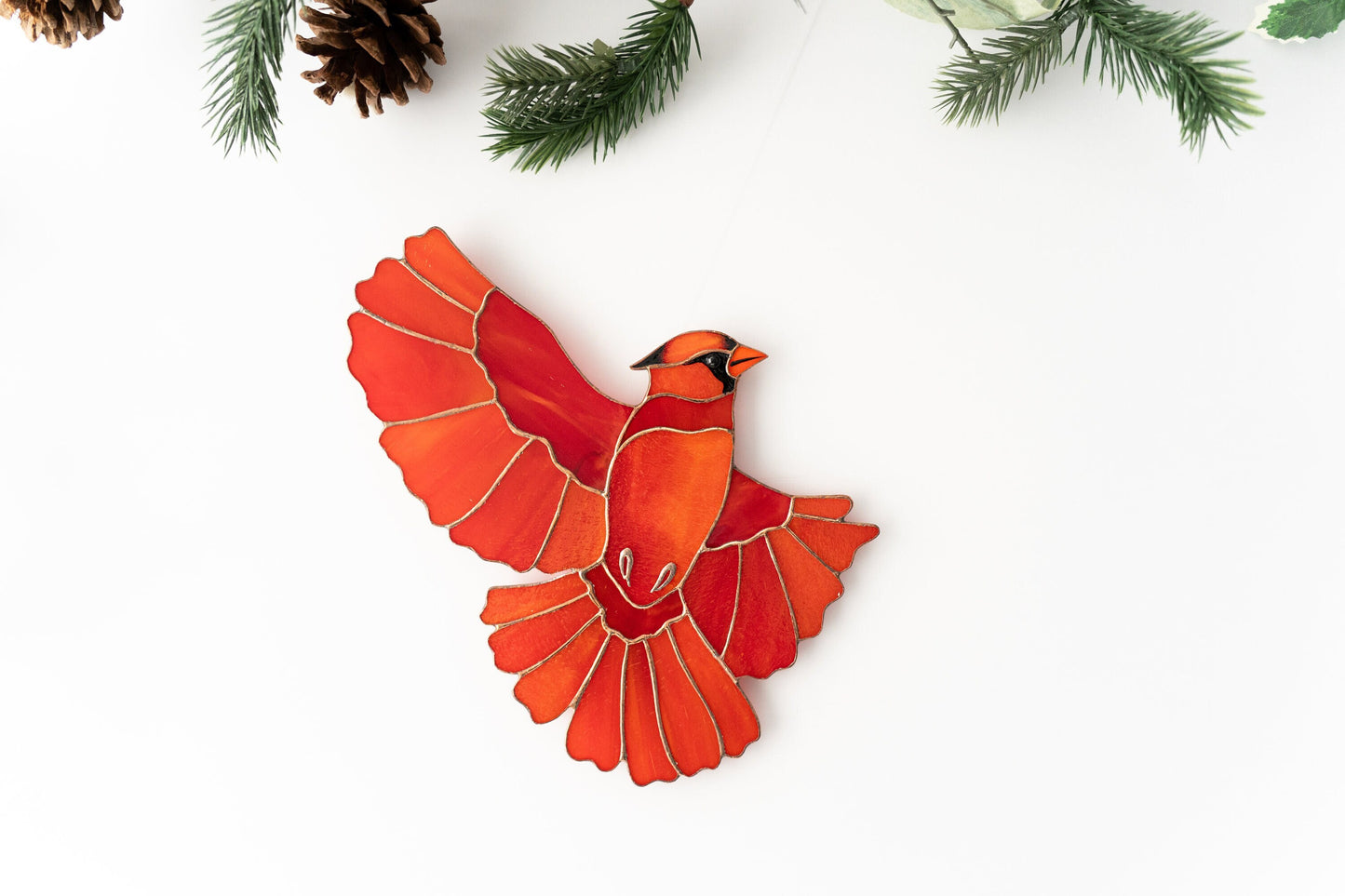 Stained Glass Red Cardinal Wall Hanging – Holiday Memorial Decor