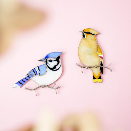 Blue Jay Stained Glass Magnet – Handmade Bird Refrigerator Decor & Gift