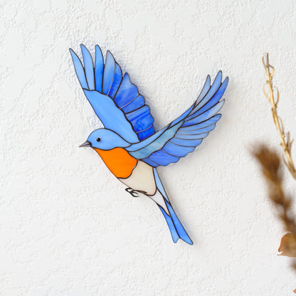 Sialia Stained Glass Wall Hanging – Handmade Bird Decor & Gift