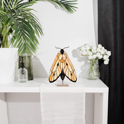 Moth Stained Glass Table Decor – Boho Handmade Glass Art