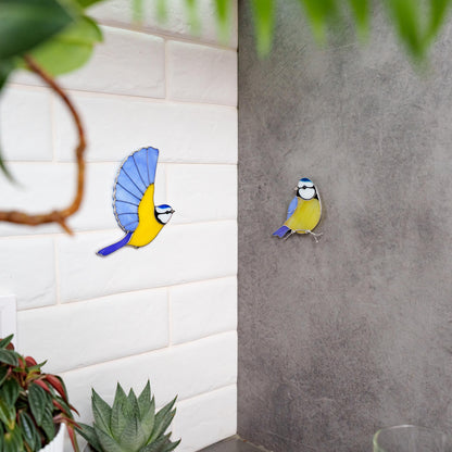 Flying Tit Stained Glass Magnet – Handmade Bird Refrigerator Decor & Gift