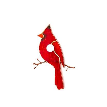 Red Cardinal Stained Glass Magnet – Handmade Bird Refrigerator Decor & Gift