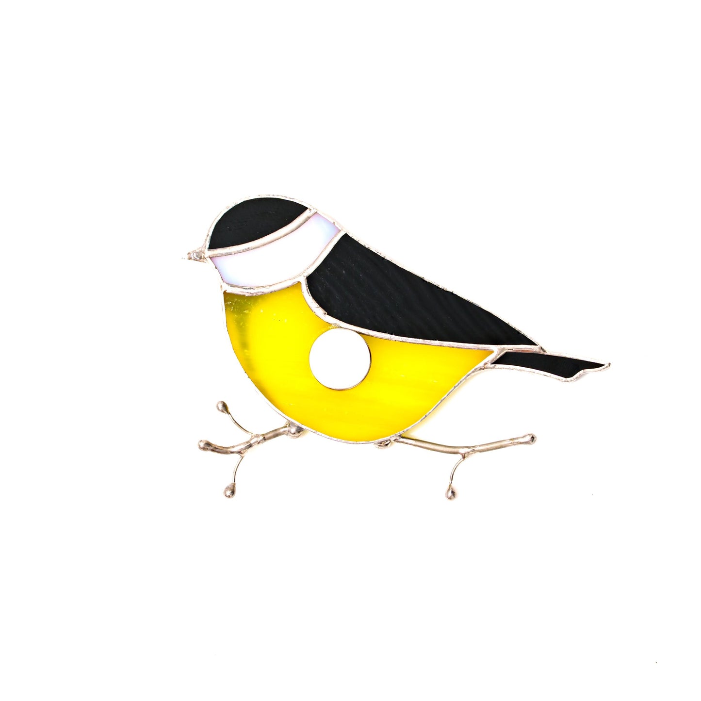 Brown Chickadee Stained Glass Magnet – Handmade Bird Refrigerator Decor & Gift