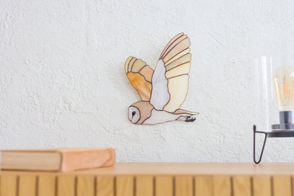 Barn Owl Stained Glass Wall Hanging – Woodland Bird Decor