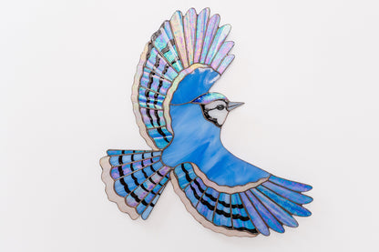 Blue Jay Stained Glass Wall Hanging - Handmade Bird Decor & Gift