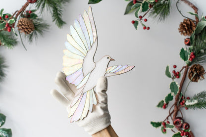 White Dove Stained Glass Wall Hanging – Handmade Bird Decor & Gift