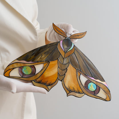 Moth Stained Glass Wall Hanging – Handmade Nature Decor & Gift