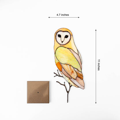 Barn Owl Stained Glass Table Decor – Woodland Handmade Glass Art